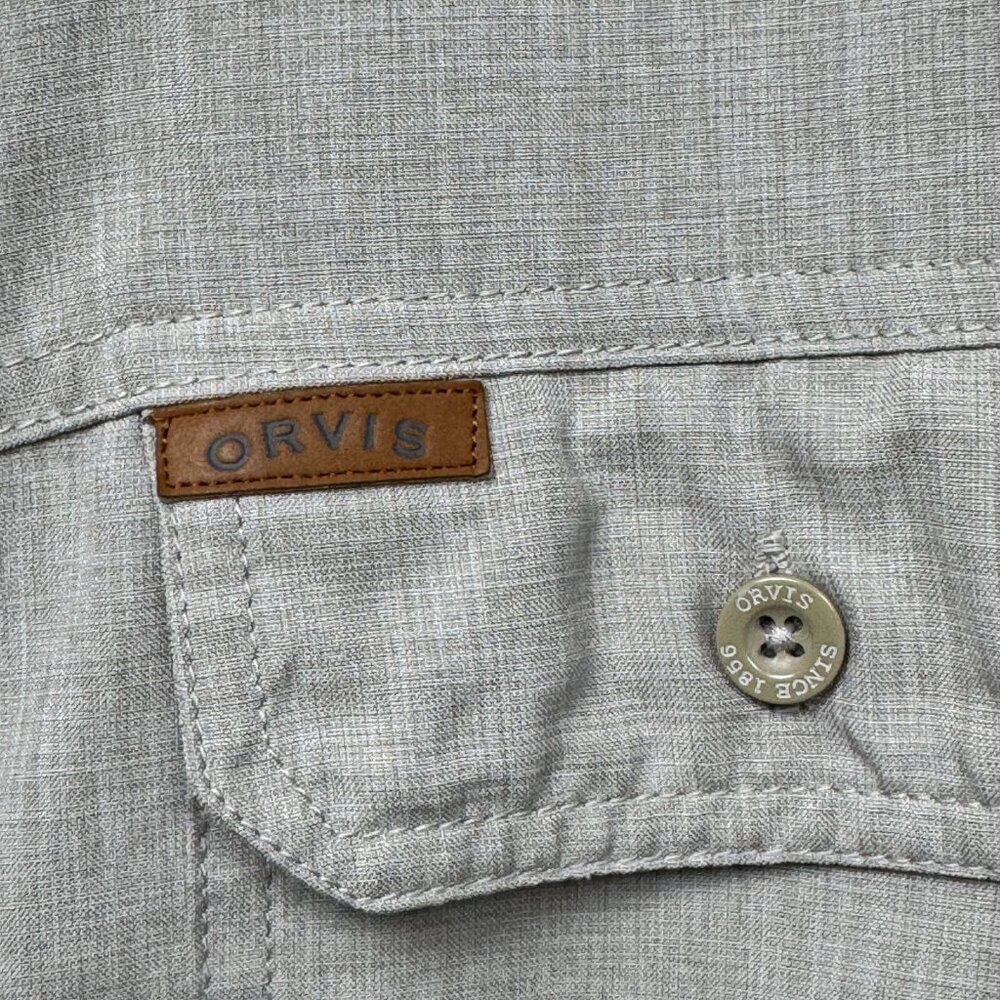Orvis Men’s Short Sleeve Button Up Shirt Dual Flap Chest Pockets Size XL Tan - Picture 5 of 10